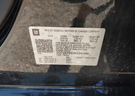 2019 Chevrolet Silverado 1500 Ld Lt from USA, damaged, VIN 2GCVKPEC5K1241085